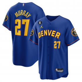 Wholesale Cheap Men\'s Denver Nuggets #27 Jamal Murray Blue With No.6 Patch Cool Base Stitched Jersey