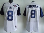 Wholesale Cheap Mitchell & Ness Cowboys #8 Troy Aikman White Stitched Throwback NFL Jersey