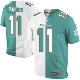 Wholesale Cheap Nike Dolphins #11 DeVante Parker Aqua Green/White Men\'s Stitched NFL Elite Split Jersey