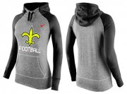 Wholesale Cheap Women's Nike New Orleans Saints Performance Hoodie Grey & Black_1