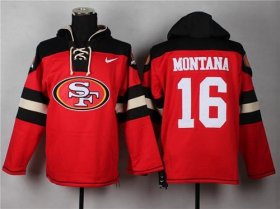 Wholesale Cheap Nike 49ers #16 Joe Montana Red Player Pullover NFL Hoodie