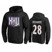 Wholesale Cheap Baltimore Ravens #28 Jordan Richards Men's Black Team 25th Season Pullover Hoodie