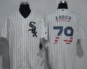 Wholesale Cheap White Sox #79 Jose Abreu White(Black Strip) USA Flag Fashion Stitched MLB Jersey