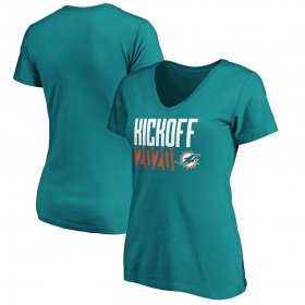 Wholesale Cheap Miami Dolphins Fanatics Branded Women\'s Kickoff 2020 V-Neck T-Shirt Aqua