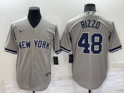 Wholesale Cheap Men's New York Yankees #48 Anthony Rizzo Grey Stitched MLB Nike Cool Base Throwback Jersey