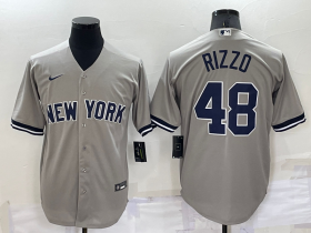 Wholesale Cheap Men\'s New York Yankees #48 Anthony Rizzo Grey Stitched MLB Nike Cool Base Throwback Jersey