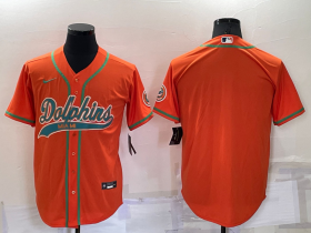Wholesale Cheap Men\'s Miami Dolphins Blank Orange Stitched Cool Base Nike Baseball Jersey