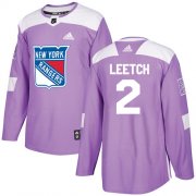 Wholesale Cheap Adidas Rangers #2 Brian Leetch Purple Authentic Fights Cancer Stitched NHL Jersey