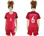 Wholesale Cheap Women's Portugal #6 Carvalho Home Soccer Country Jersey