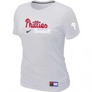 Wholesale Cheap Women's Philadelphia Phillies Nike Short Sleeve Practice MLB T-Shirt White