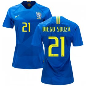 Wholesale Cheap Women\'s Brazil #21 Diego Souza Away Soccer Country Jersey