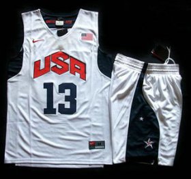 Wholesale Cheap 2012 Olympic USA Team #13 Chris Paul White Basketball Jerseys & Shorts Suit
