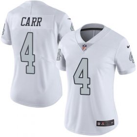 Wholesale Cheap Nike Raiders #4 Derek Carr White Women\'s Stitched NFL Limited Rush Jersey