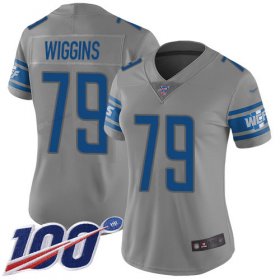 Wholesale Cheap Nike Lions #79 Kenny Wiggins Gray Women\'s Stitched NFL Limited Inverted Legend 100th Season Jersey