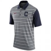 Wholesale Cheap Men's Cleveland Indians Nike Gray Dri-FIT Stripe Polo