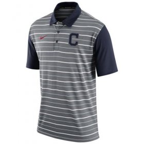 Wholesale Cheap Men\'s Cleveland Indians Nike Gray Dri-FIT Stripe Polo