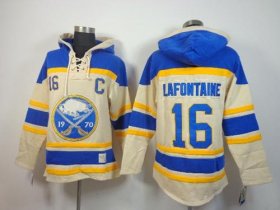 Wholesale Cheap Sabres #16 Pat Lafontaine Cream Sawyer Hooded Sweatshirt Stitched NHL Jersey