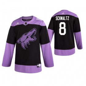 Wholesale Cheap Adidas Coyotes #8 Nick Schmaltz Men\'s Black Hockey Fights Cancer Practice NHL Jersey