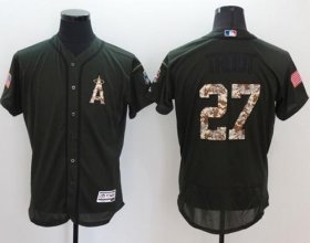 Wholesale Cheap Angels of Anaheim #27 Mike Trout Green Flexbase Authentic Collection Salute to Service Stitched MLB Jersey