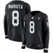 Wholesale Cheap Nike Raiders #8 Marcus Mariota Black Team Color Women's Stitched NFL Limited Therma Long Sleeve Jersey