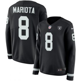 Wholesale Cheap Nike Raiders #8 Marcus Mariota Black Team Color Women\'s Stitched NFL Limited Therma Long Sleeve Jersey