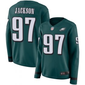 Wholesale Cheap Nike Eagles #97 Malik Jackson Midnight Green Team Color Women\'s Stitched NFL Limited Therma Long Sleeve Jersey