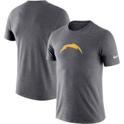 Wholesale Cheap Los Angeles Chargers Nike Essential Logo Dri-FIT Cotton T-Shirt Heather Charcoal
