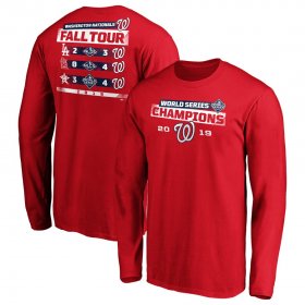 Wholesale Cheap Washington Nationals Majestic 2019 World Series Champions Milestone Schedule Long Sleeve T-Shirt Red