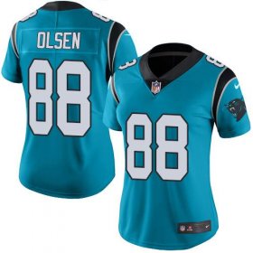 Wholesale Cheap Nike Panthers #88 Greg Olsen Blue Women\'s Stitched NFL Limited Rush Jersey
