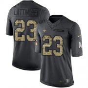 Wholesale Cheap Nike Saints #23 Marshon Lattimore Black Men's Stitched NFL Limited 2016 Salute To Service Jersey