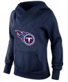 Wholesale Cheap Women's Tennessee Titans Logo Pullover Hoodie Navy Blue-1