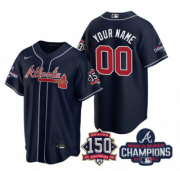 Wholesale Cheap Men's Navy Atlanta Braves Active Player Custom 2021 World Series Chimpions With 150th Anniversary Cool Base Stitched Jersey