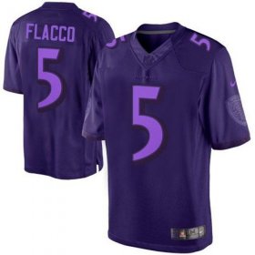 Wholesale Cheap Nike Ravens #5 Joe Flacco Purple Men\'s Stitched NFL Drenched Limited Jersey