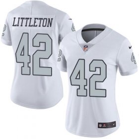 Wholesale Cheap Nike Raiders #42 Cory Littleton White Women\'s Stitched NFL Limited Rush Jersey