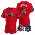 Wholesale Cheap Men Atlanta Braves 5 Freddie Freeman 2021 Red World Series With 150th Anniversary Patch Stitched Baseball Jersey