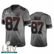 Wholesale Cheap Kansas City Chiefs #87 Travis Kelce Smoky Gray Super Bowl LIV 2020 Men's Nike Vapor Limited City Edition NFL Jersey