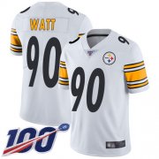 Wholesale Cheap Nike Steelers #90 T. J. Watt White Men's Stitched NFL 100th Season Vapor Limited Jersey