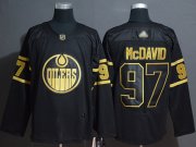 Wholesale Cheap Adidas Oilers #97 Connor McDavid Black/Gold Authentic Stitched NHL Jersey