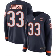 Wholesale Cheap Nike Bears #33 Jaylon Johnson Navy Blue Team Color Women's Stitched NFL Limited Therma Long Sleeve Jersey
