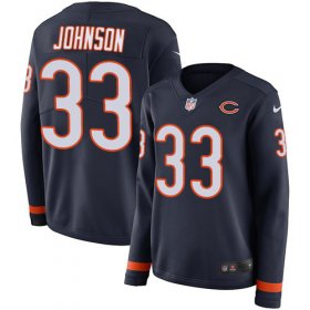 Wholesale Cheap Nike Bears #33 Jaylon Johnson Navy Blue Team Color Women\'s Stitched NFL Limited Therma Long Sleeve Jersey
