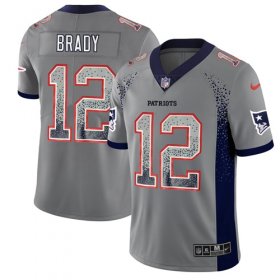 Wholesale Cheap Nike Patriots #12 Tom Brady Grey Men\'s Stitched NFL Limited Rush Drift Fashion Jersey