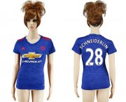 Wholesale Cheap Women's Manchester United #28 Schneiderlin Away Soccer Club Jersey