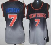 Wholesale Cheap New York Knicks #7 Carmelo Anthony Black/Gray Fadeaway Fashion Womens Jersey