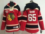 Wholesale Cheap Blackhawks #65 Andrew Shaw Red Sawyer Hooded Sweatshirt Stitched Youth NHL Jersey