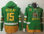Wholesale Cheap Ducks #15 Ryan Getzlaf Green Name & Number Pullover NHL Hoodie