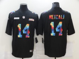 Wholesale Cheap Men\'s Seattle Seahawks #14 D.K. Metcalf Multi-Color Black 2020 NFL Crucial Catch Vapor Untouchable Nike Limited Jersey