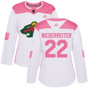 Wholesale Cheap Adidas Wild #22 Nino Niederreiter White/Pink Authentic Fashion Women's Stitched NHL Jersey