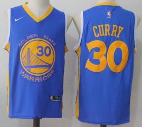 Wholesale Cheap Men\'s Golden State Warriors #30 Stephen Curry Royal Blue 2017-2018 Nike Swingman Stitched NBA Jersey