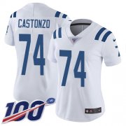 Wholesale Cheap Nike Colts #74 Anthony Castonzo White Women's Stitched NFL 100th Season Vapor Untouchable Limited Jersey