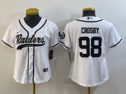 Wholesale Cheap Women's Las Vegas Raiders #98 Maxx Crosby White With Patch Cool Base Stitched Baseball Jersey